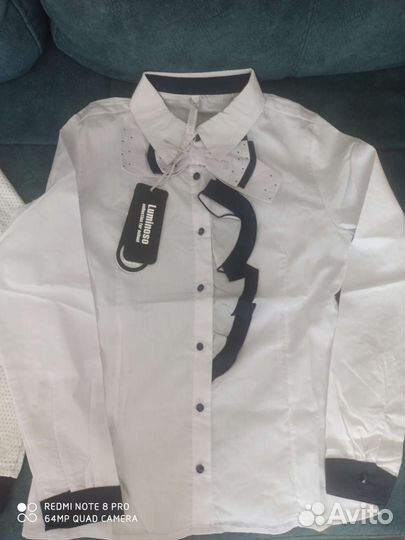Белая блузка для девочек школьная