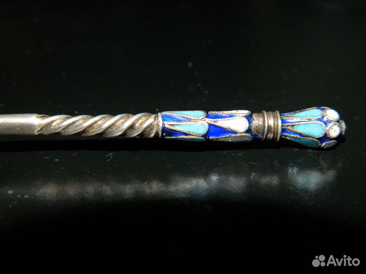 Кофейная ложка. Серебро 84x, перегородчатая эмаль