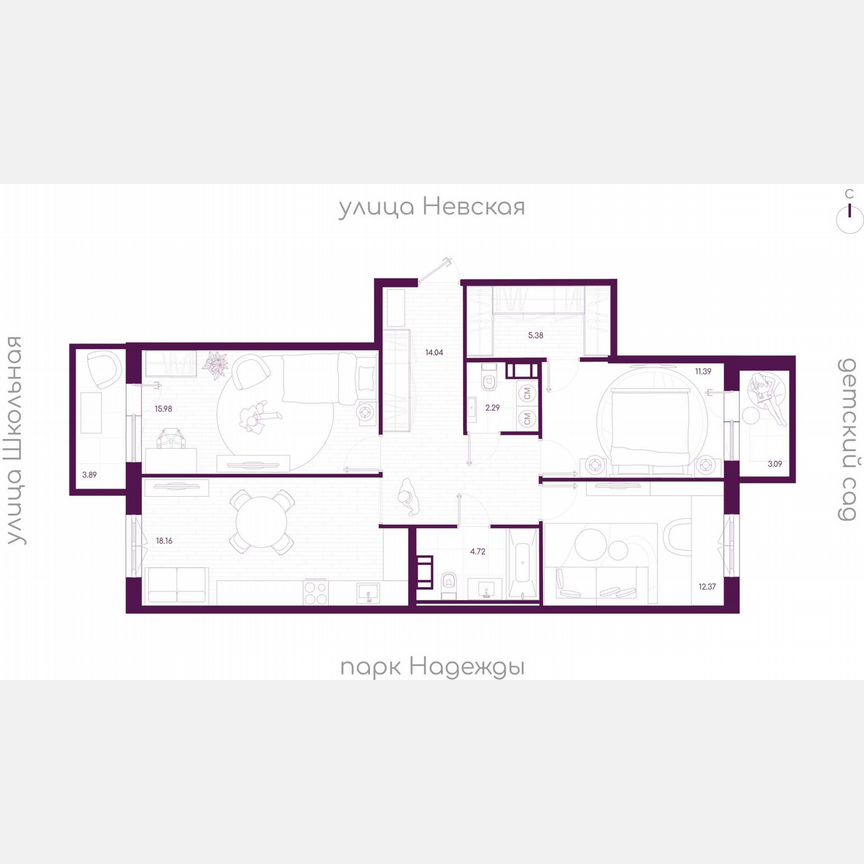 3-к. квартира, 86,4 м², 4/5 эт.