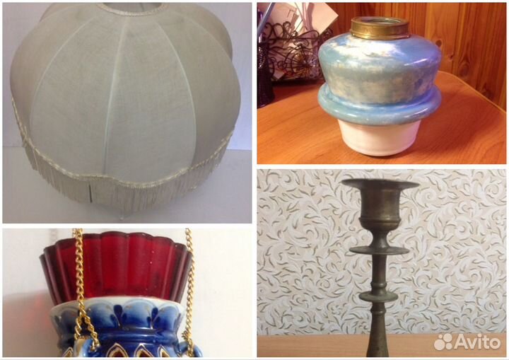 Абажур ретро. Лампа колба. Лампадка. Подсвечник