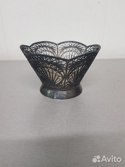 Конфетница мельхиор, скань