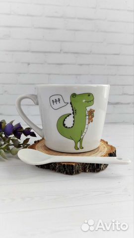 Керамическая кружка с ложкой 180 мл Новая Подарок