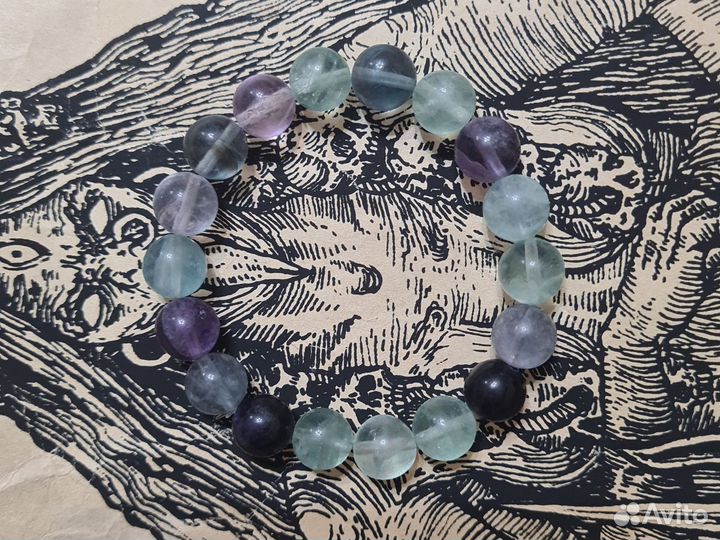 Браслет из натурального флюорита, 10 мм