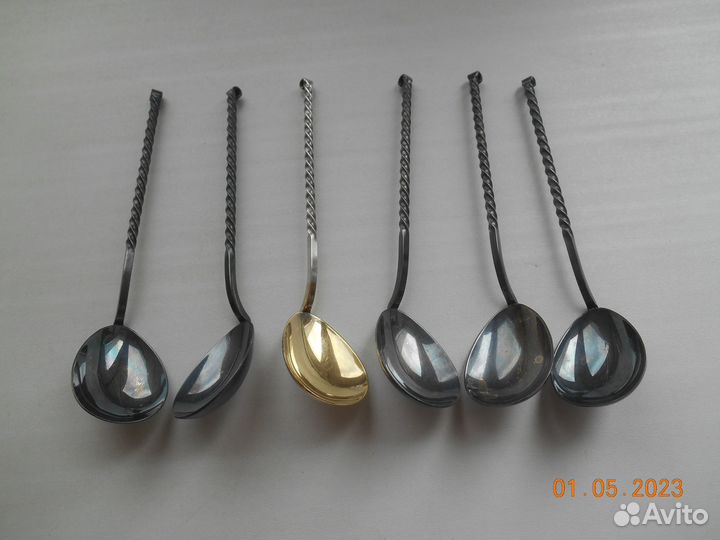 Винтаж чайные мельхиоровые ложки с позолотой СССР