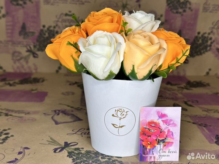 Мыльные розы в букете (Handmade)