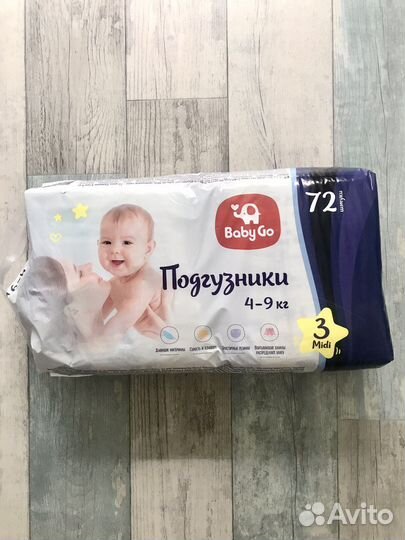 Подгузники baby go 3 4-9 кг