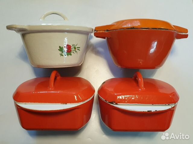 Чугунные кастрюли с эмалью 1 литр Сделано в СССР