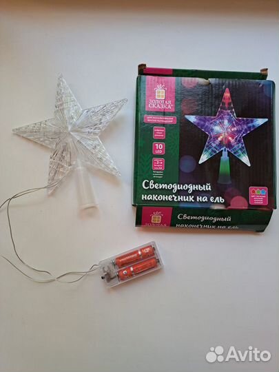 Светодиодная звезда на елку от батареек