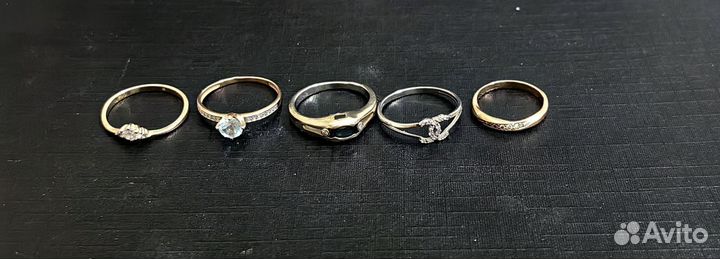 Кольца золото 585 пробы бриллианты, сапфир, топаз