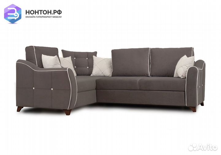 Диван угловой дельфин Френсис коричневый / светло