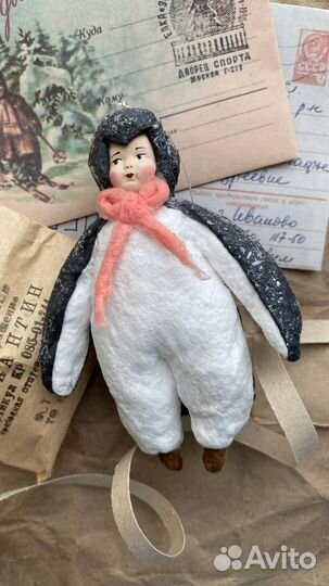 Ватная елочная игрушка Мальчик Пингвин