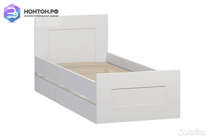 Кровать односпальная Сириус белая с ящиками