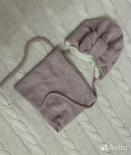 Шапка тюрбан со снудом для девочки