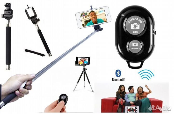 Пульт кнопка для селфи Bluetooth + чехол