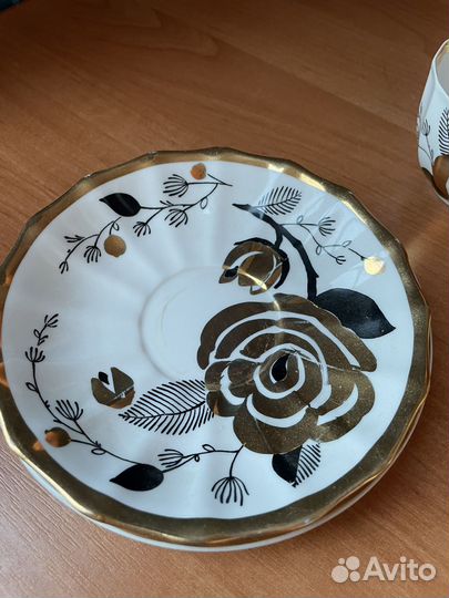 Чайное трио Золотая роза