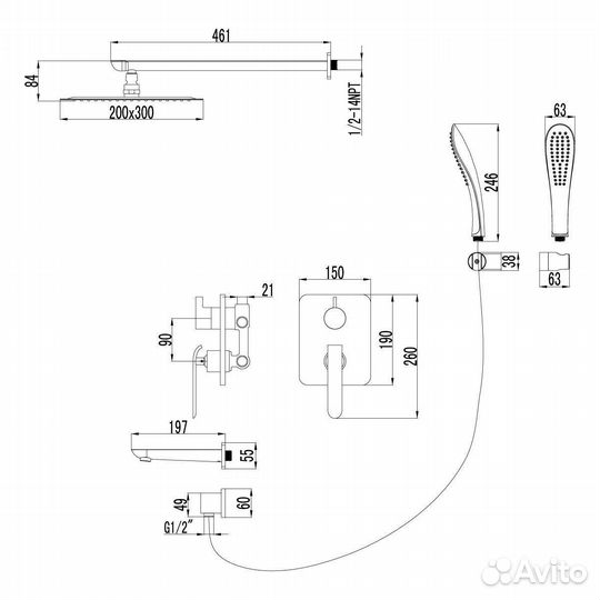 Душевая система Lemark Melange LM4922CW