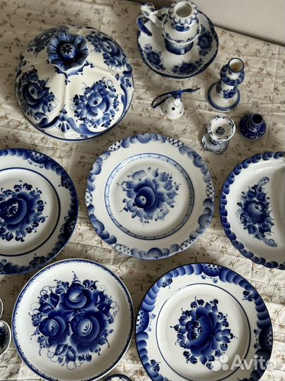 Фарфоровый набор гжель посуда