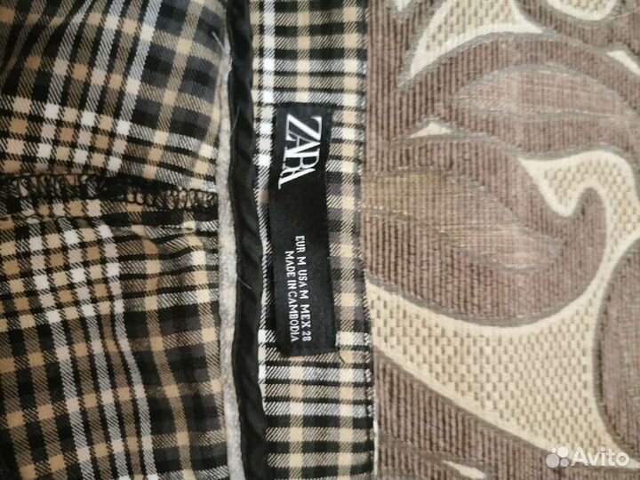 Брюки zara в клетку коричневые