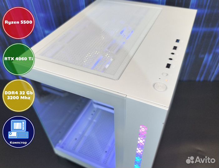 Сборка мощного пк AMD5500-RTX4060Ti-32DDR4-XGA-A520