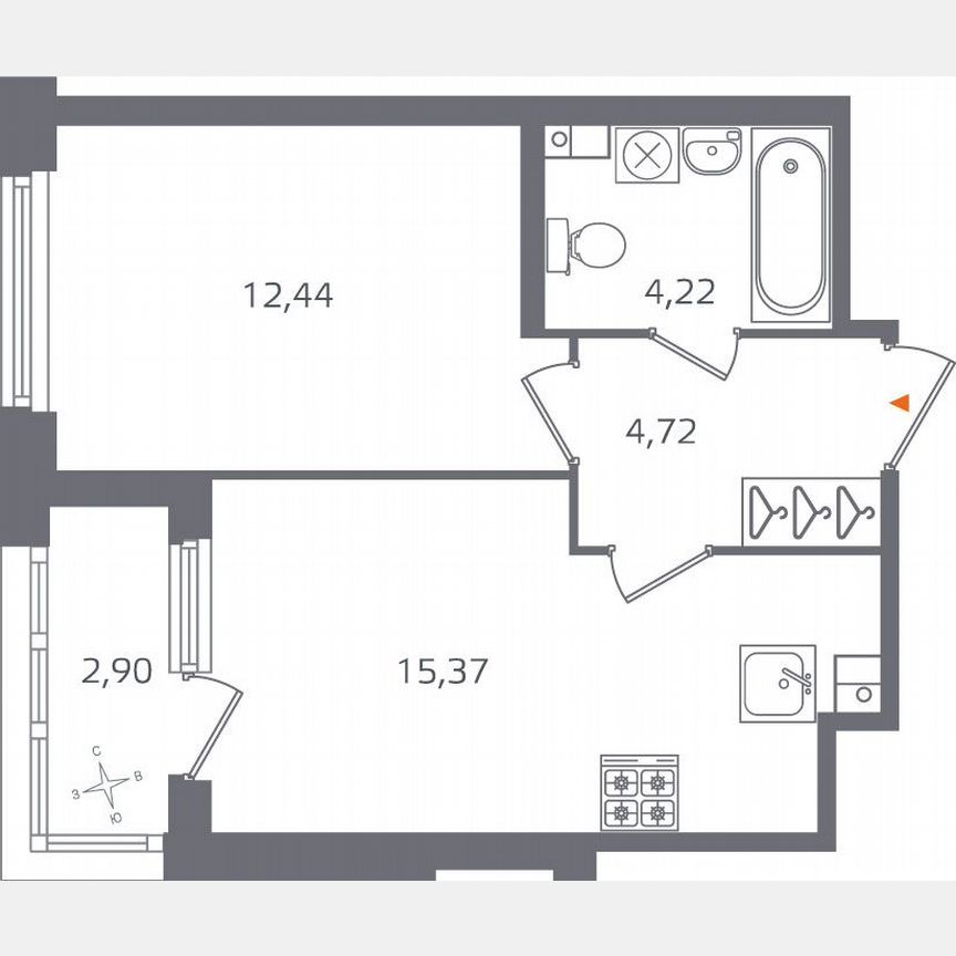 1-к. квартира, 38,2 м², 3/17 эт.