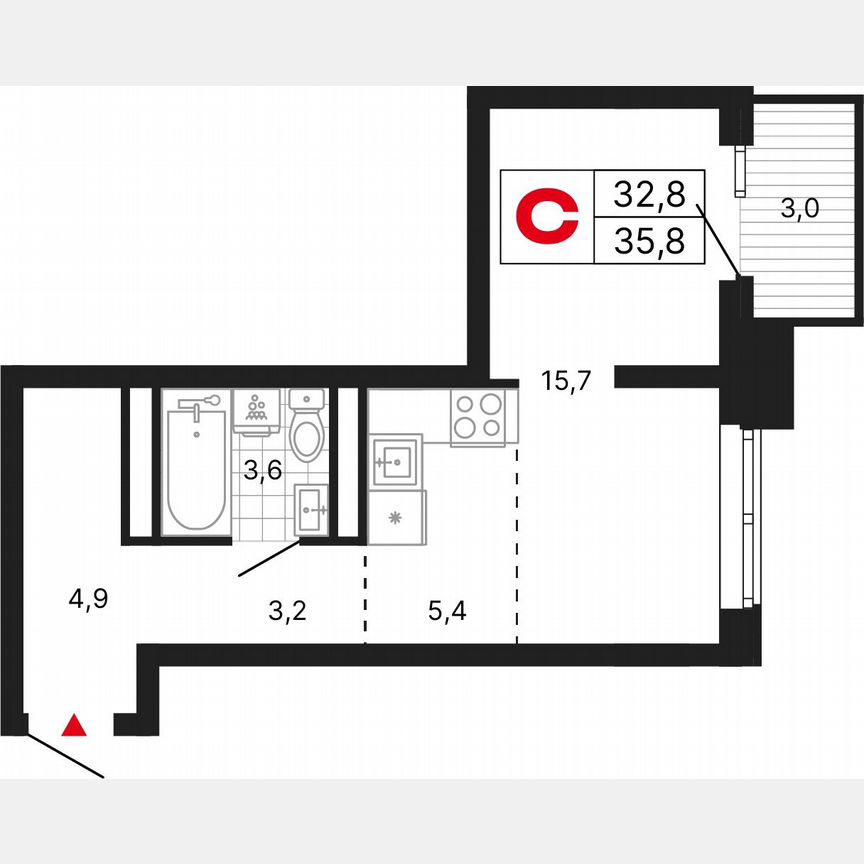 Квартира-студия, 35,8 м², 18/29 эт.