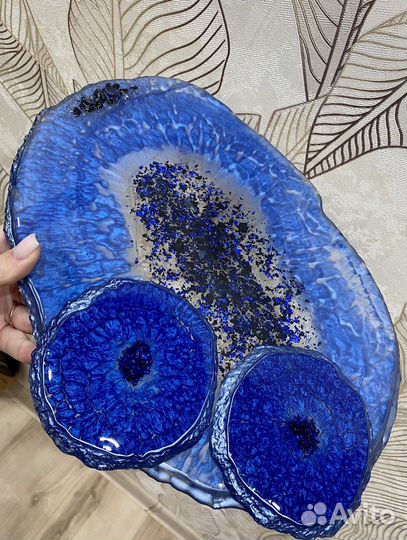 Набор сервировочный блюдо из эпоксидной смолы