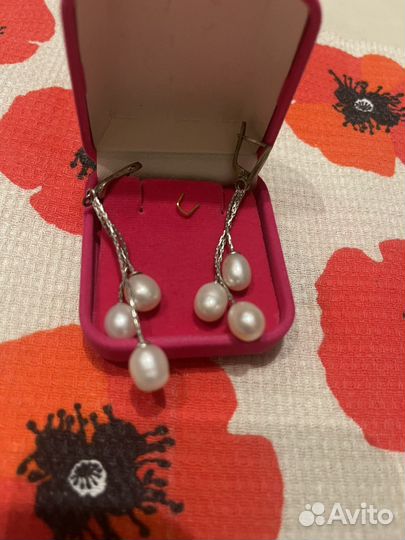 Серьги серебро с жемчугом