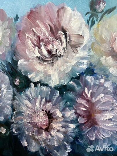 Картина цветы пионы маслом на холсте