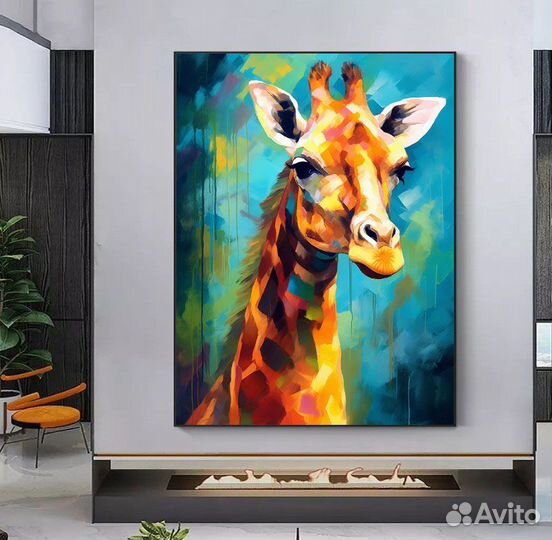 Картина на холсте маслом жираф
