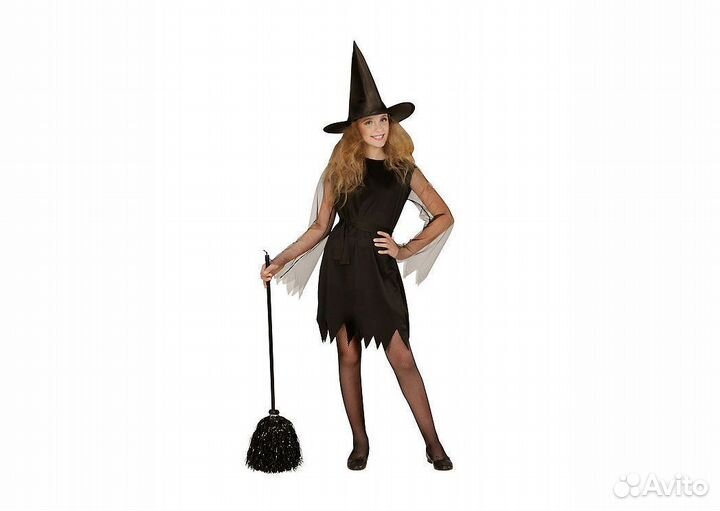 Костюм Платье Ведьма (платье,пояс,шляпа) 00247 чер