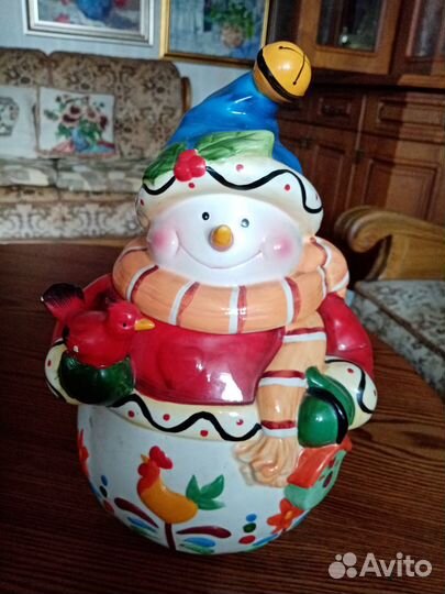 Статуэтка фарфор Снеговик для печенья, конфет