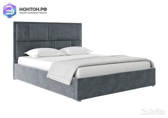 Кровать Стокгольм с подъемным механизмом велюр сер