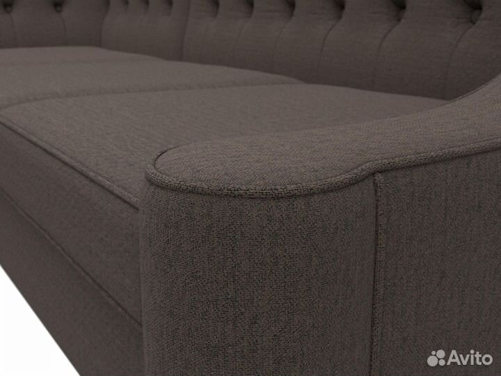 Диван кухонный угловой Бронкс левый угол, рогожка, амур коричневый