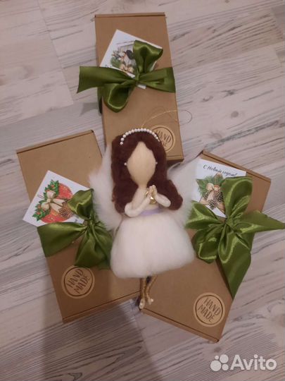 Подарок, ангел из шерсти, ручная авторская работа