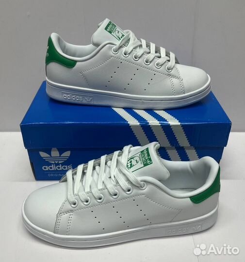 Кроссовки Adidas Stan Smith White/Green зеленые