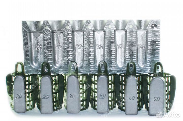 Форма для литья грузил фидерной кормушки от 20 до