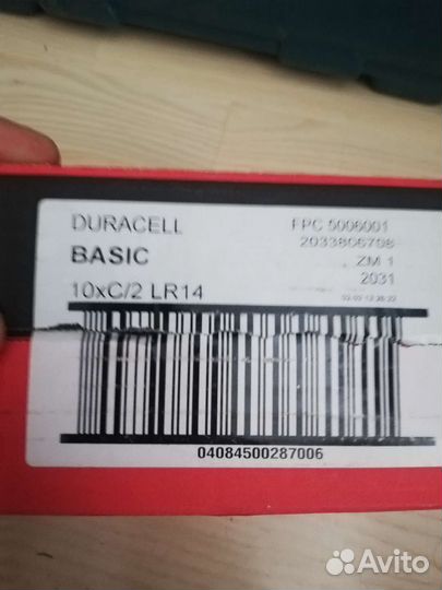 Батарейки duracell basic 10xc/2LR14