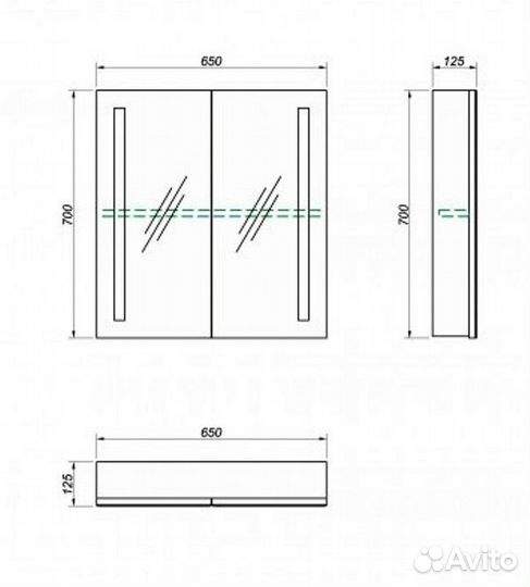 Шкаф зеркальный Какса-а практик LUX 65 белый со св