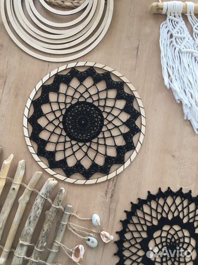 Салфетка крючком ловец снов мандала