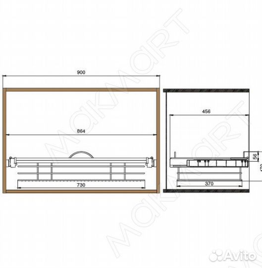 Корзина в базу 900 выдвижная