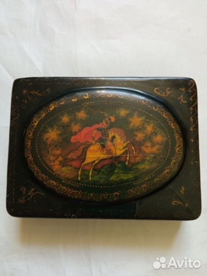 Старинные вещи дерево черный лак папье маше Палех