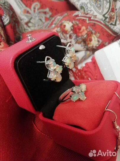 Серебряное кольцо, серьги