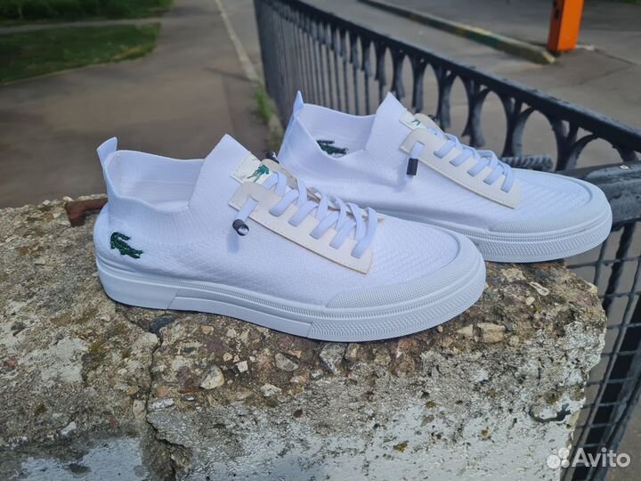 Стильные белые кеды Lacoste Размеры 40-45