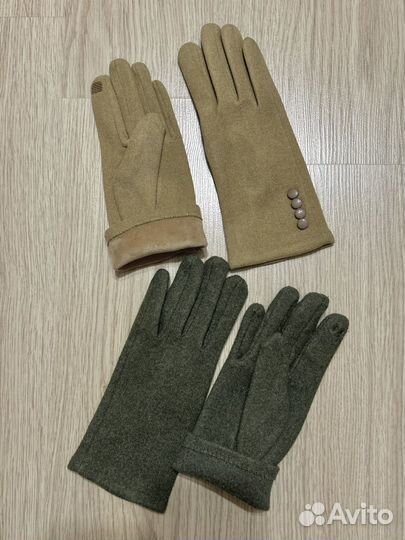 Перчатки демисезонные утепленне хаки бежевый