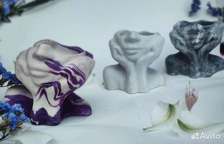 Предметы декора для интерьера кашпо,свечи, гипс