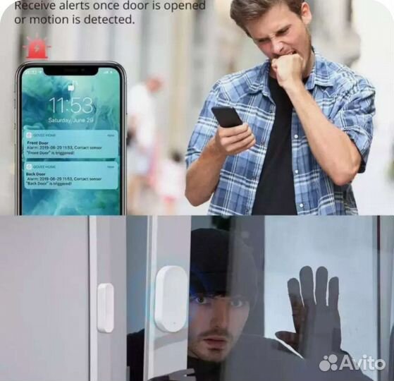 Умный Wifi датчик открытия дверей и окон Tyua