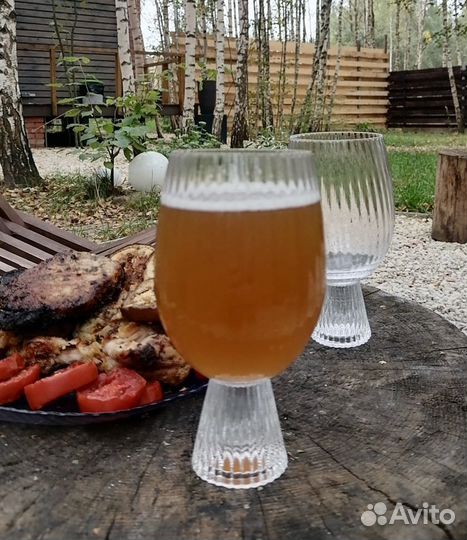 Бокалы для пива 2 шт с рельефной огранкой