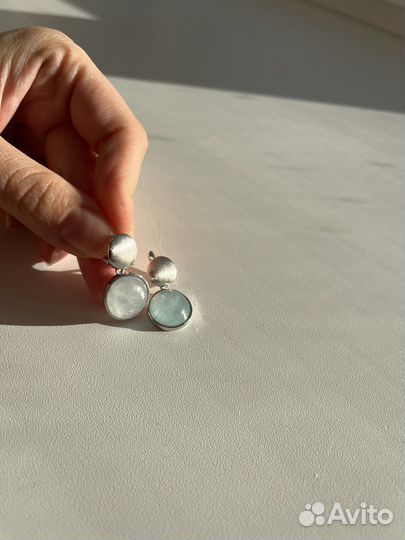 Серебряные серьги с аквамарином