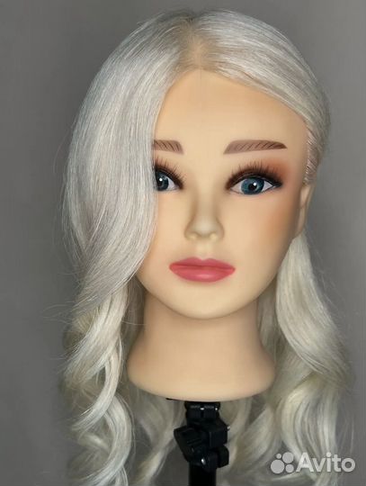 Манекен голова для причесок натуральные волосы