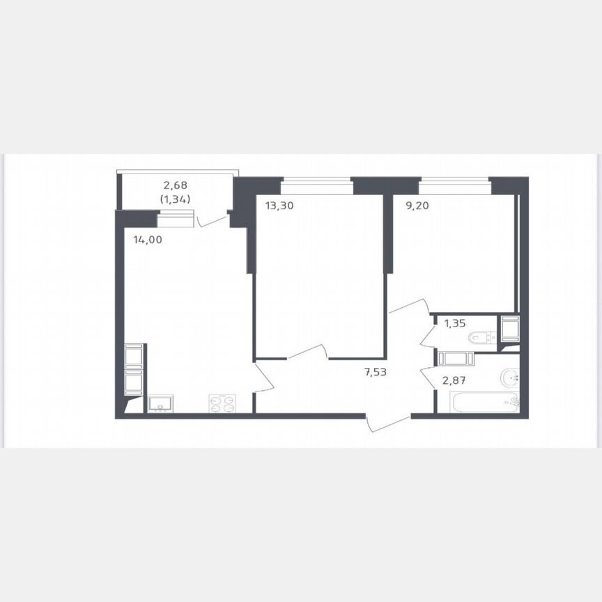 2-к. квартира, 49,6 м², 19/23 эт.